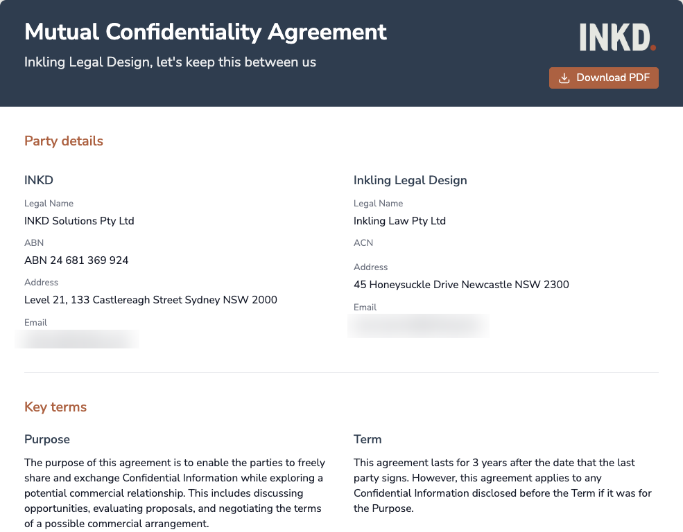 INKD branded NDA document