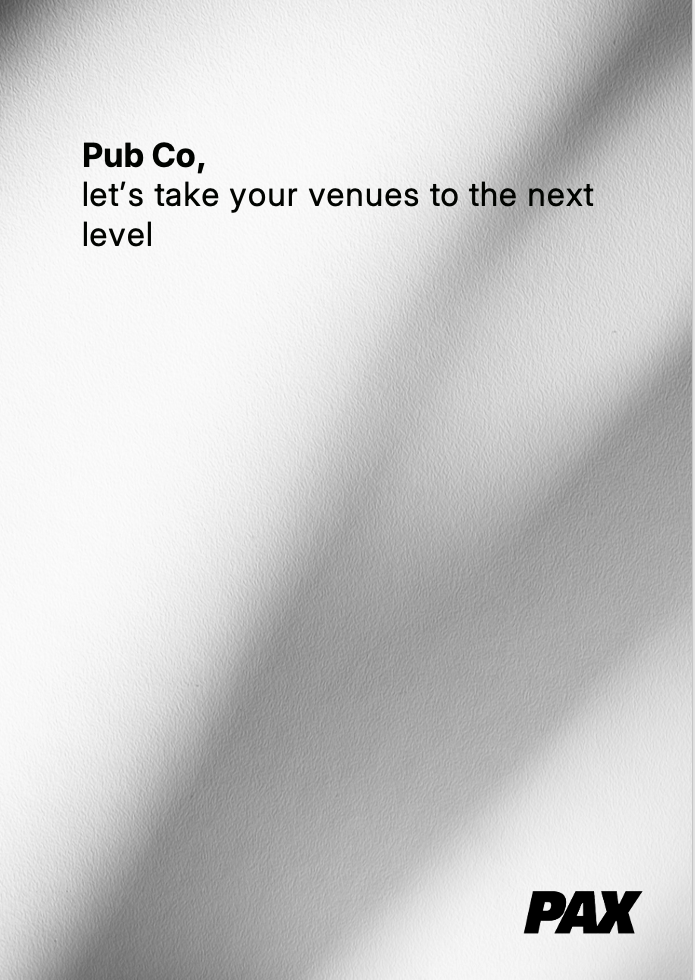 PAX Hospitality branding document designed by INKD