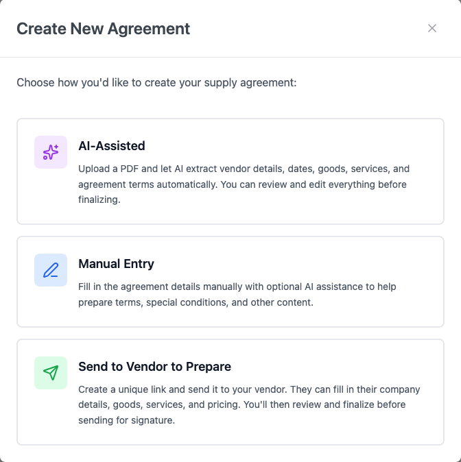 INKD embedded AI extracting vendor details to prepare a procurement agreement